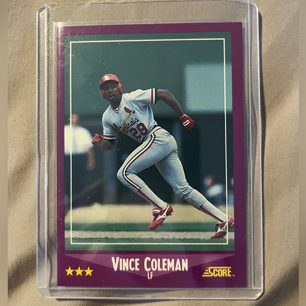 Vince Coleman 1988 St. Louis Cardinals Score #68 Vintage Baseball Trading Card